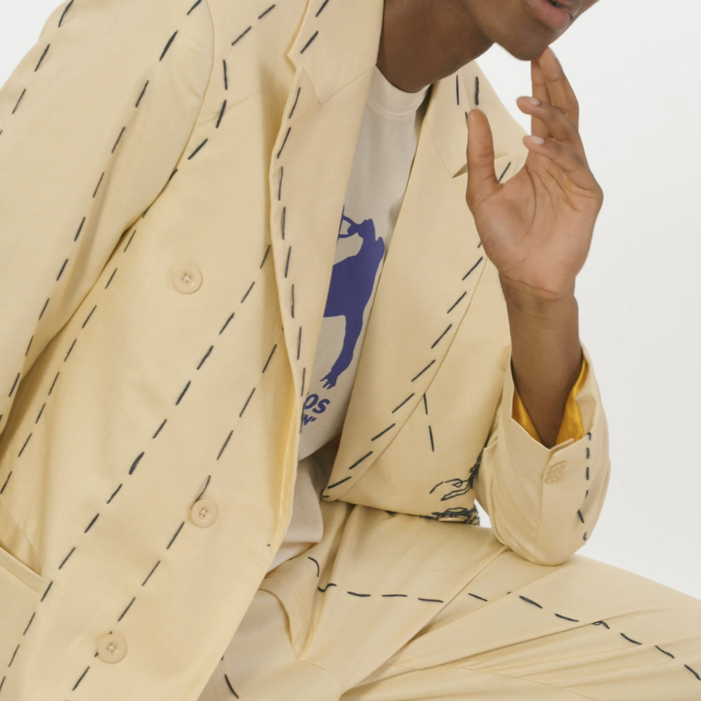 Hand Embroidered Suit Top [Tan]