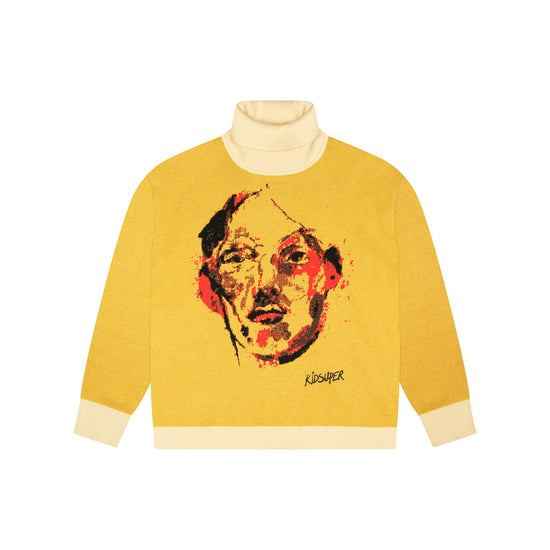 Painted Face Sweater [Yellow] - KidSuper