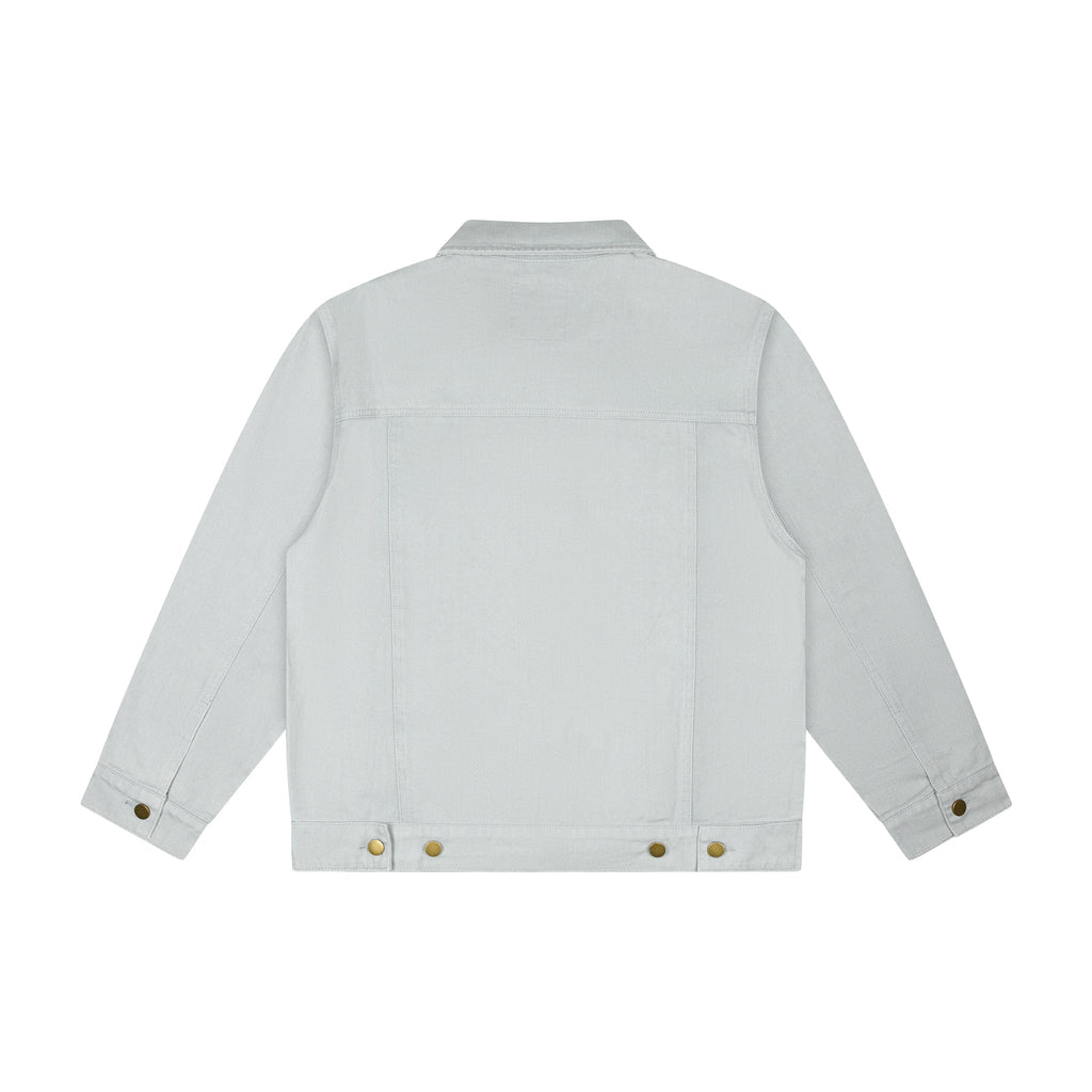 Face Embroidered Denim Jacket [Grey]