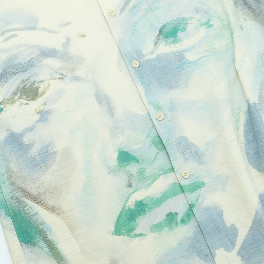 Painted Face Button Up [Tan/Blue]