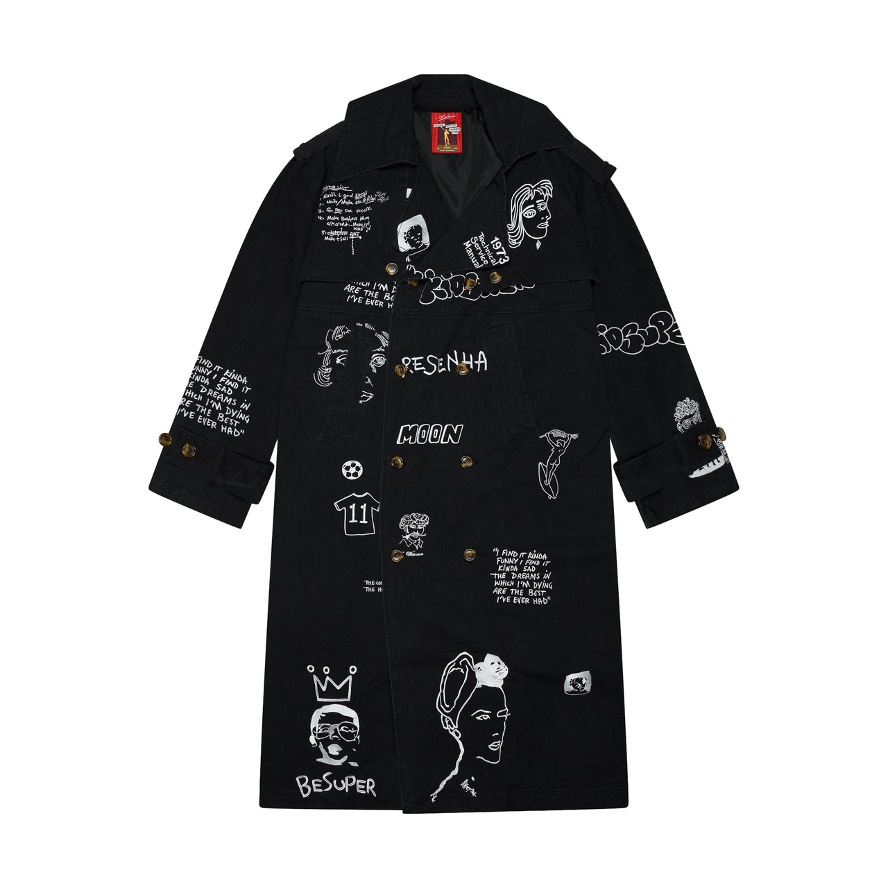 Embroidered Trench Coat [Black]