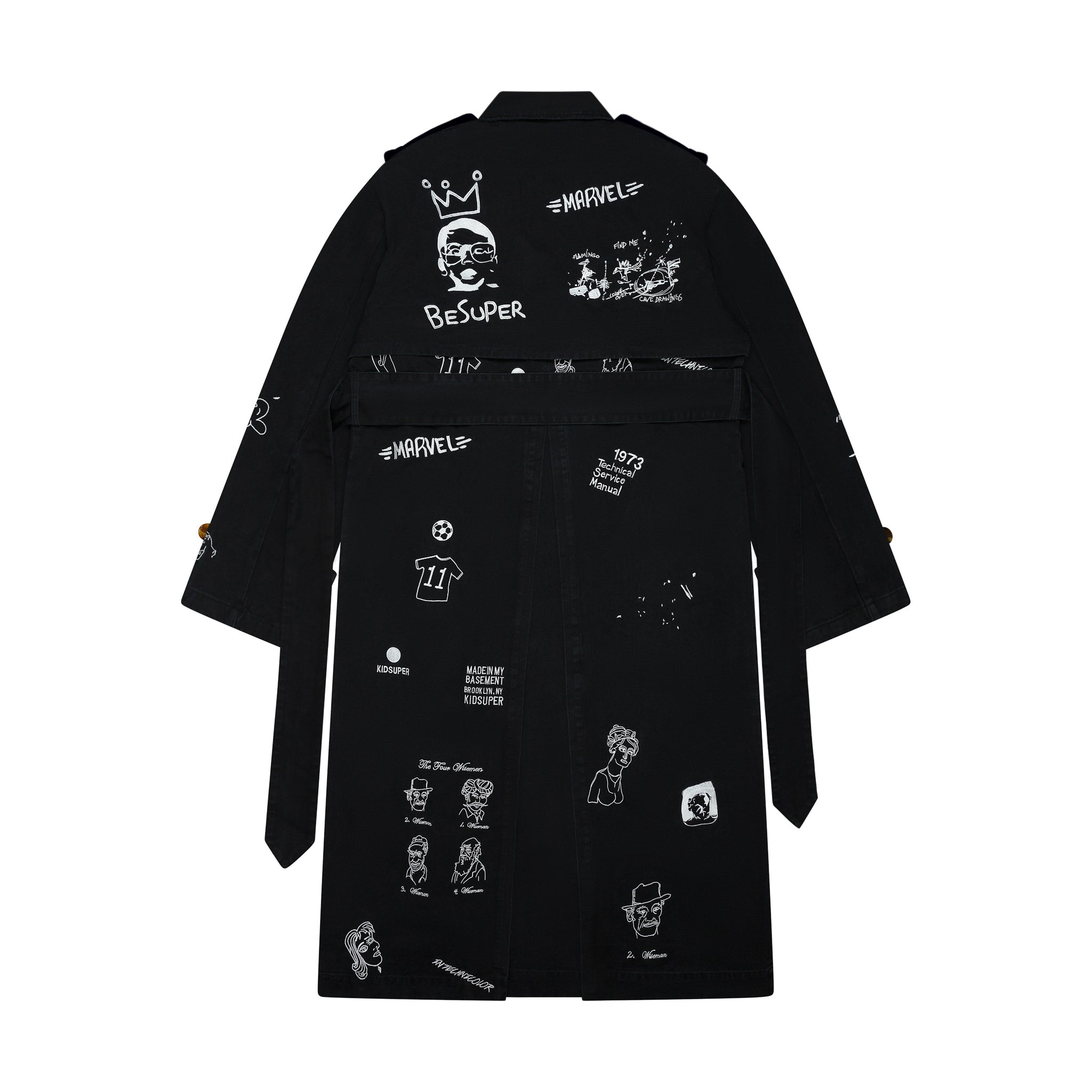 Embroidered Trench Coat [Black] - KidSuper