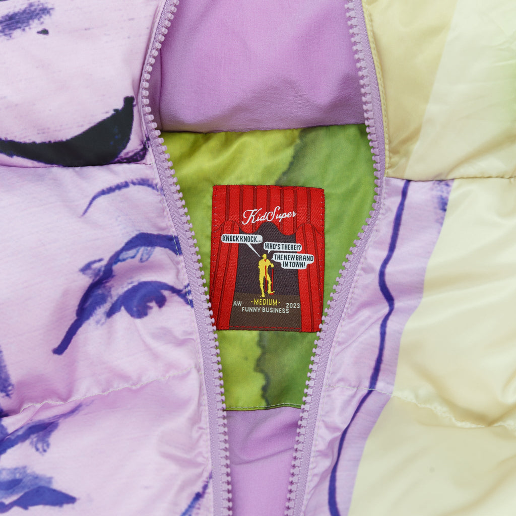 Printed Mismatched Shiny Puffer [Multi]