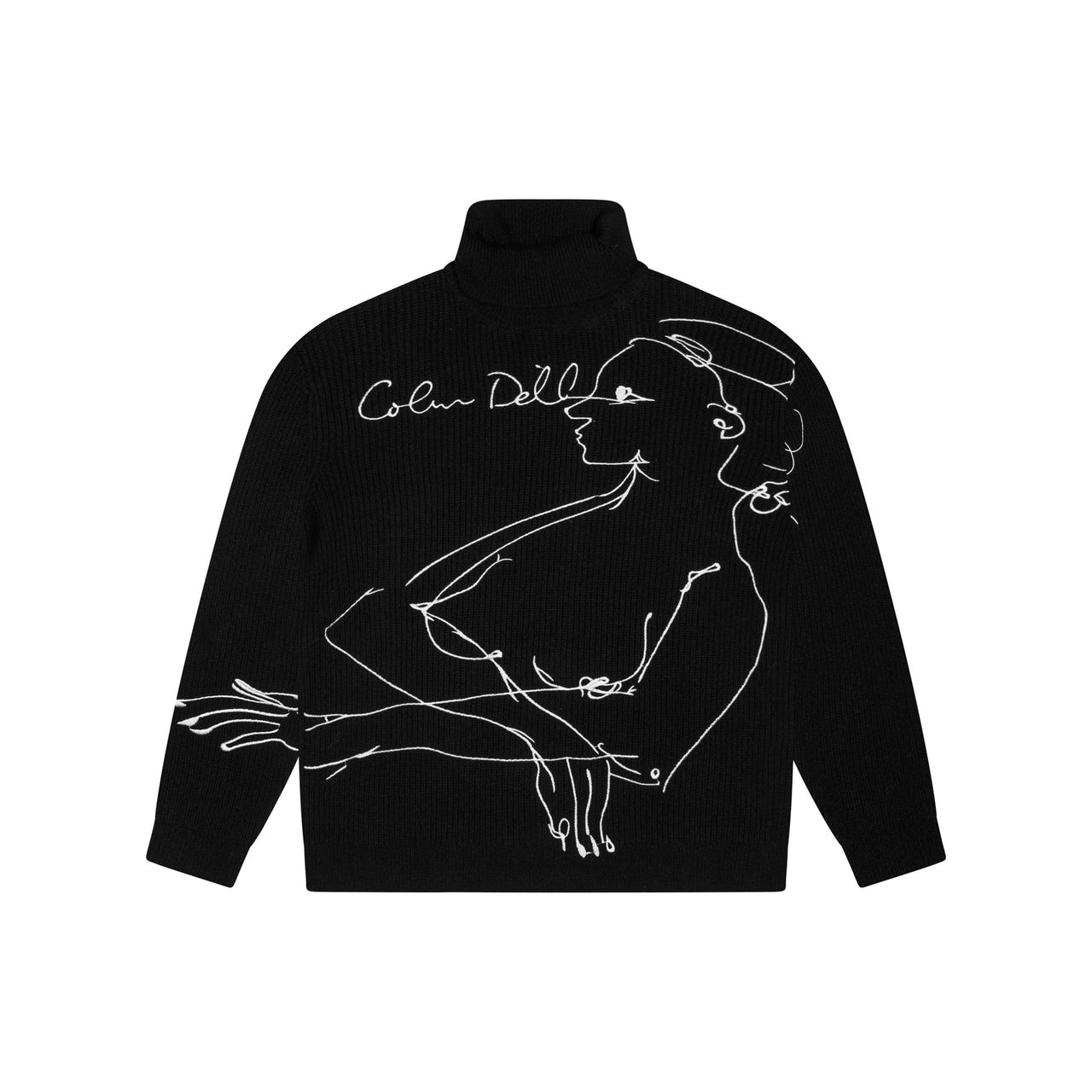 Embroidered Doodle Women Sweater  [Black]